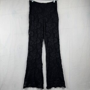 Cache Vintage Black Lace Pants Flare Leg Flowy Boho Bohemian‎ Festival Women's